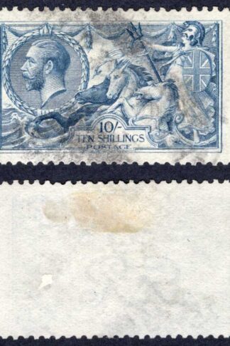 SG417 10/- Dull Grey-Blue Bradbury Seahorse Cat 120 pounds