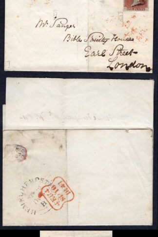 1841 Penny Red (GC) Plate 5 on Cover Cat 400 pounds Four Margin