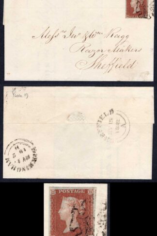 1841 Penny Red (HF) Plate 19 Clear Profile on a Clean cover from Birmingham