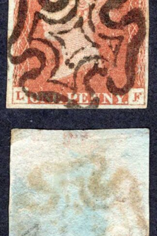 1841 Penny Red (LF) Four Margins Maltese Cross pmk