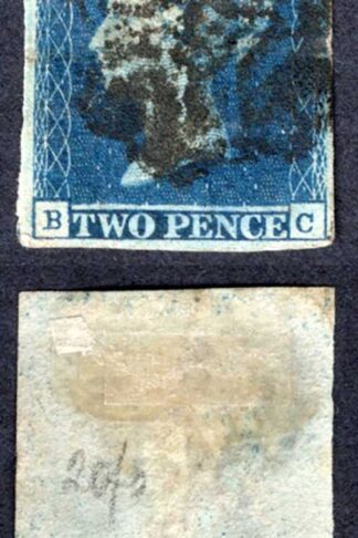 1841 2d Blue (BC) Four Margins Plate 3 Fine Maltese Cross Cat 275 pounds