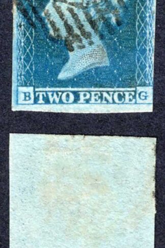 1841 2d Blue (BG) just touched bottom right Plate 3 Cat 110 pounds
