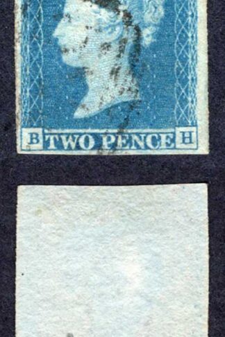 1841 2d Blue (BH) Four Margins (close) Plate 3 Cat 110 pounds