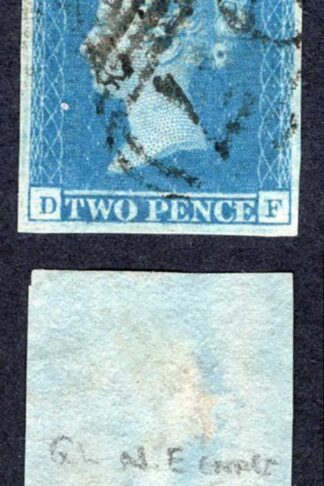 1841 2d Blue (DF) Four Margins (close) Plate 3 Cat 110 pounds