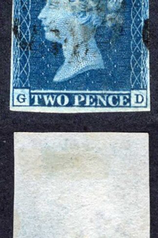 1841 2d Blue (GD) Plate 3 Four margins (very close) Maltese Cross Cat 275 pounds