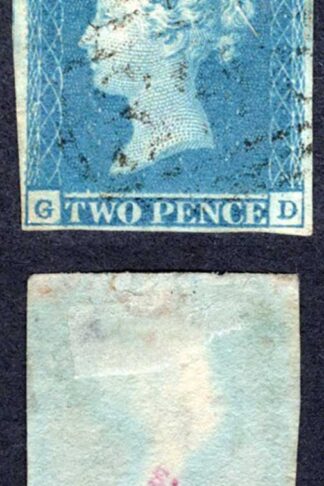 1841 2d Blue (GD) Plate 3 Four margins (very close) Cat 110 pounds