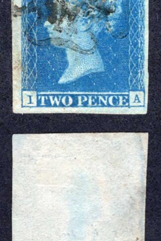 1841 2d Blue (IA) Plate 3 Four Margins Maltese Cross Cat 275 pounds
