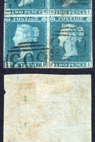 1841 2d Blue (HH/II) Plate 3 BLOCK of FOUR Cat 1500 pounds