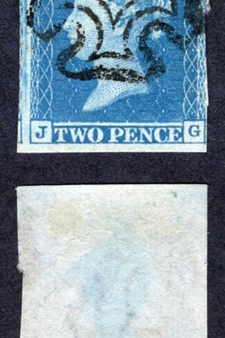 1841 2d Blue (JG) Plate 3 Maltese Cross (cut into at right) Cat 275 pounds