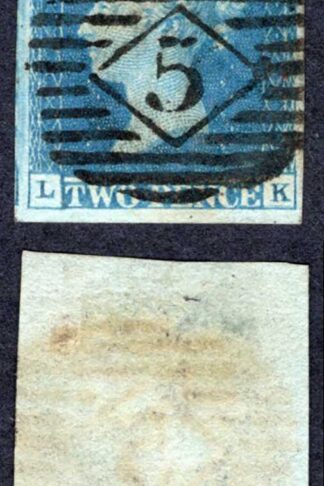 1841 2d Blue (LK) Plate 3 Three Margin Cat 110 pounds