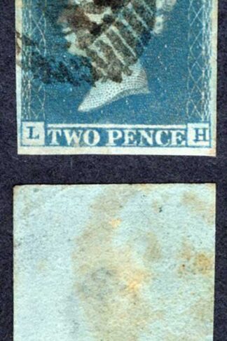 1841 2d Blue (LH) Plate 3 Four Margins corner crease Cat 110 pounds