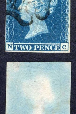 1841 2d Blue (NC) Plate 3 Maltese Cross Four margins (Close) Cat 275 pounds