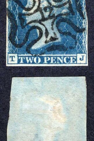 1841 2d Blue (TJ) Plate 3 Three margins 12 in Cross Cat 350 pounds
