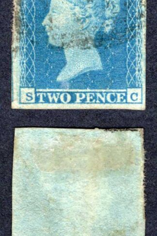 1841 2d Blue (SC) Plate 3 Four Margins Cat 110 pounds