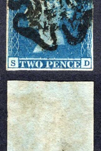 1841 2d Blue (SD) Plate 3 Four margins (close at right) Cat 275 pounds