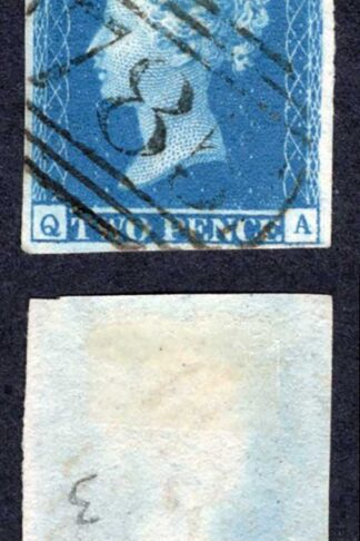 1841 2d Blue (QA) Plate 3 Touched top right Very attractive Cat 110 pounds
