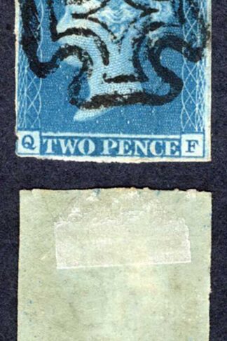1841 2d Blue (QF) Plate 3 Central Maltese Cross Cat 275 pounds