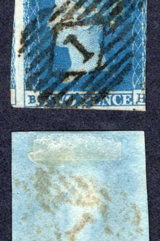 1841 2d Blue (BH) Plate 4 SG14d SPECTACLE Variety Cat 750 pounds