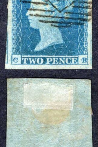 1841 2d Blue (CB) Plate 4 Four margins (close at top) Cat 100 pounds