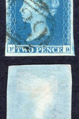1841 2d Blue (FB) Plate 4 Four margins (close at top) Cat 100 pounds