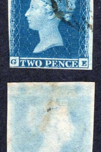 1841 2d Blue (GE) Plate 4 Clear Profile (touched bottom left) Cat 100 pounds