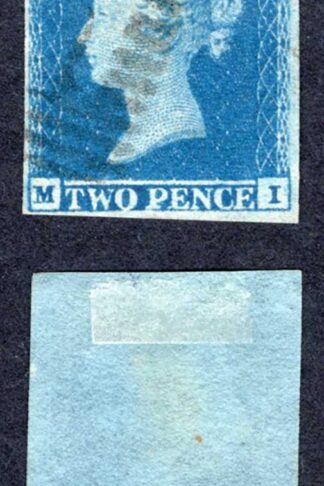 1841 2d Blue (MI) Plate 4 Four Margins Cat 100 pounds
