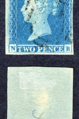 1841 2d Blue (NB) Plate 4 Four Margins Cat 100 pounds