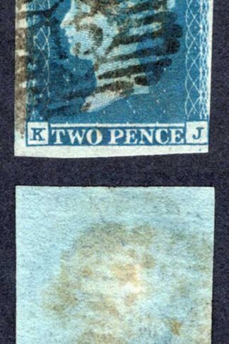 1841 2d Blue (KJ) Plate 4 Three Margins Cat 100 pounds