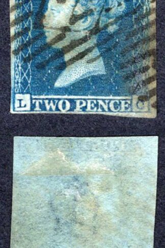 1841 2d Blue (LC) Plate 4 Four Margins Cat 100 pounds