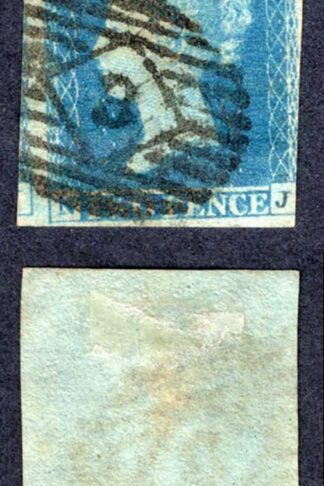 1841 2d Blue (NJ) Plate 4 Three Margins Cat 100 pounds