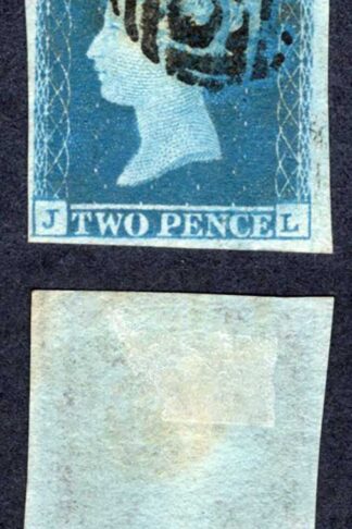1841 2d Blue (JL) Plate 4 Four Margins Clear Profile Cat 100 pounds