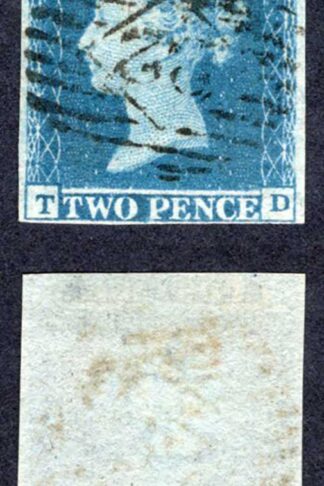 1841 2d Blue (TD) Plate 4 Four Margins (Very close) Cat 100 pounds
