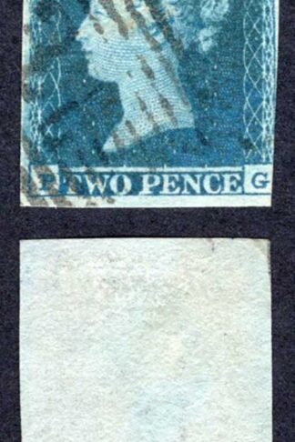 1841 2d Blue (PG) Plate 4 Three Margins Cat 100 pounds