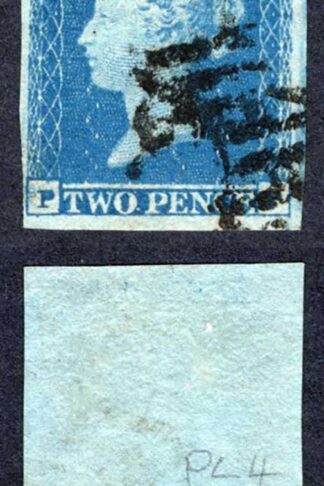 1841 2d Blue (PF) Plate 4 Four Margins Clear Profile Cat 100 pounds