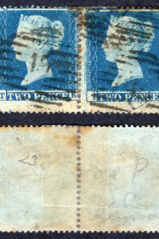 SG19 2d Star (TE/TF) Plate 4 Wmk Small Crown Perf 16 Rejoined Pair Toned Cat 150 pounds