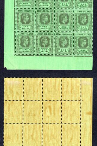 Leeward Is SG110 1/- Black/emerald (Chalky) Block of 20 (16 x U/M) Cat 360++