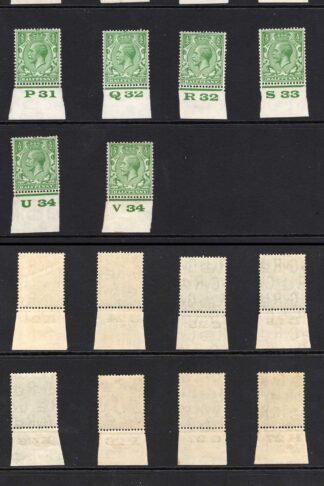 KGV 1/2d Wmk Block Cypher Selection of 18 different controls (mounted in the margins)