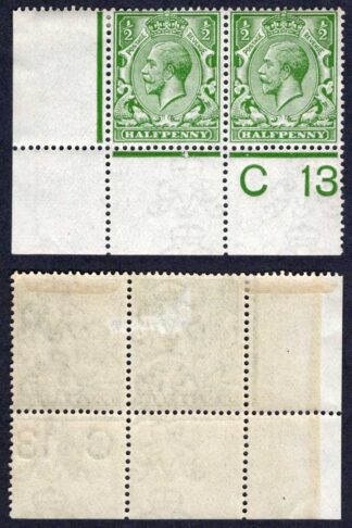 KGV 1/2d Royal Cypher Control C13 Perf Pair M/M
