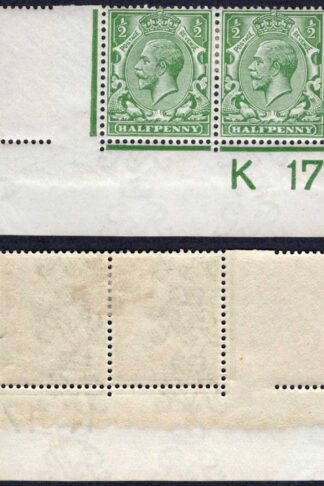 KGV 1/2d Royal Cypher Control K17 Imperf PAIR M/M