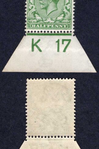 KGV 1/2d Royal Cypher Control K17 Imperf M/M