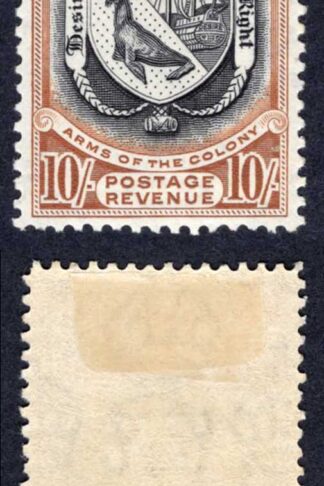Falkland Is SG137 10/- Black and Chestnut Centenary M/M Cat 900 pounds