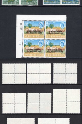 Rhodesia SG359/72 set to One Pound in blocks (No 1/- or Churchill) U/M