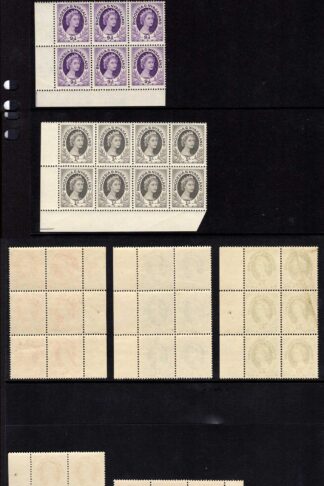 Rhodesia and Nyasaland SG1/9 Set to 1/- in blocks of 6 or 8 U/M Cat 105.90