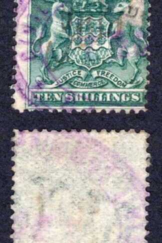 Rhodesia SG9 10/- Deep Green with a coloured cancel so probably fiscal