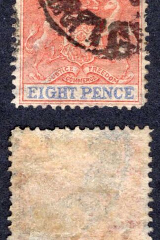 Rhodesia SG23 8d Rose-lake and Ultramarine used Cat 26 pounds