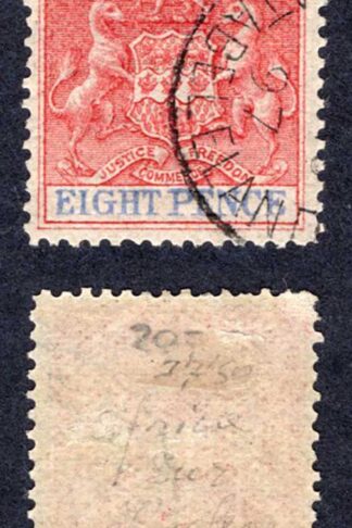 Rhodesia SG24 8d Red and Ultramarine used Cat 30 pounds