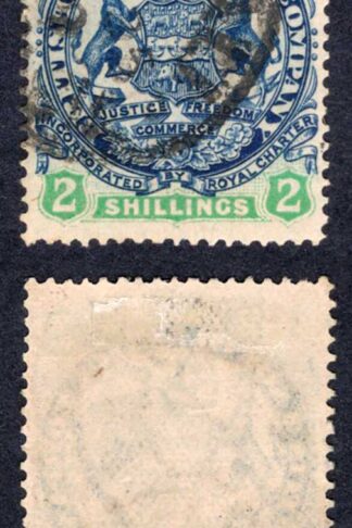 Rhodesia SG47 2/- Indigo and Green CDS used Cat 15 pounds