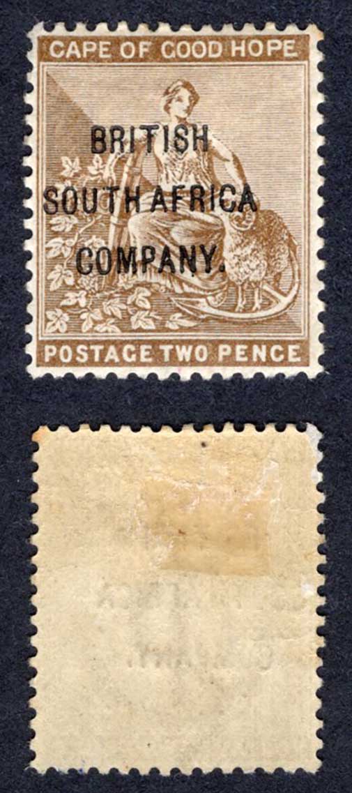 Rhodesia SG60 2d opt British South Africa Company M/M (hinge remainder) Cat 30 pounds
