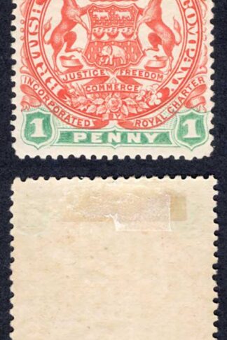 Rhodesia SG67 1d Scarlet and Emerald M/M Cat 14 pounds