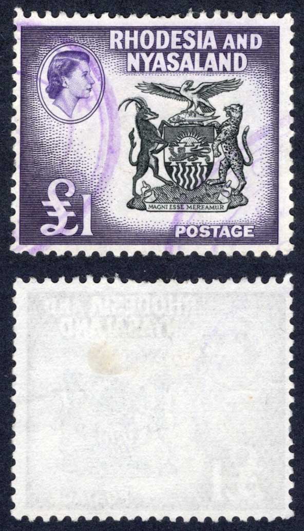 Rhodesia and Nyasaland SG31 One Pound Cat 65 pounds